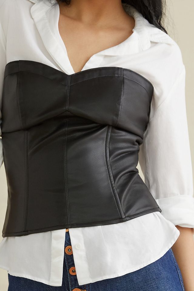Faux Leather Bustier Top #3