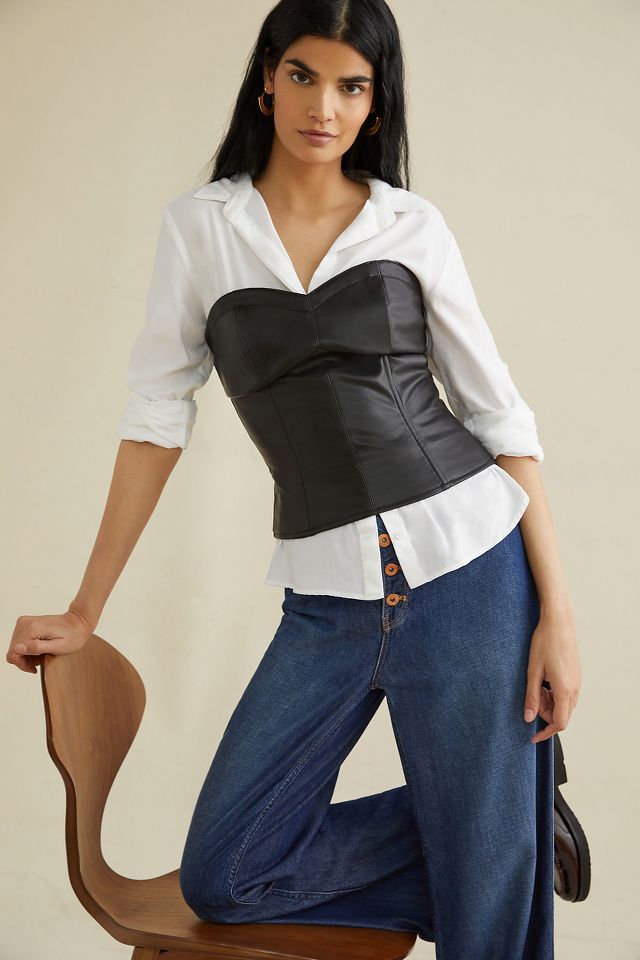 Faux Leather Bustier Top