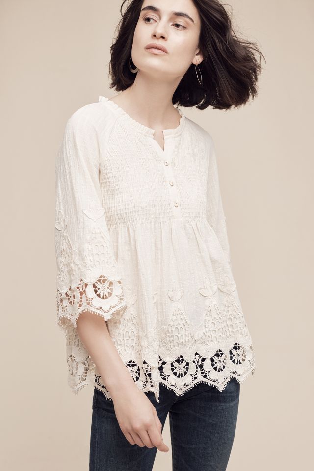 Smocked Lace Top | Anthropologie