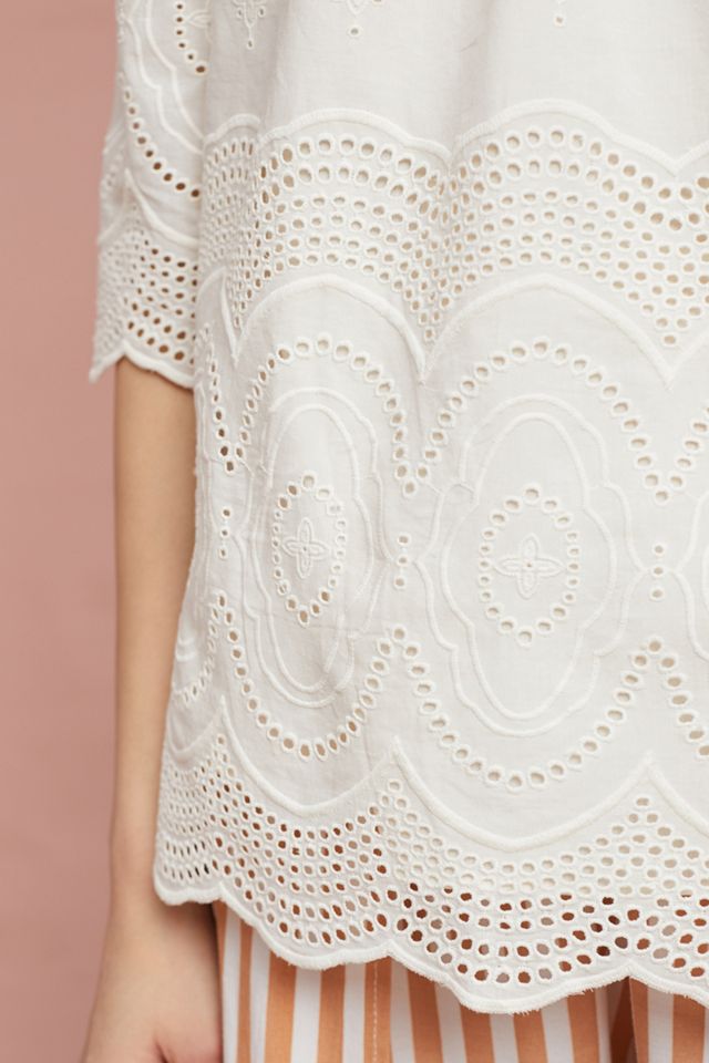 Off-The-Shoulder Eyelet Blouse #1