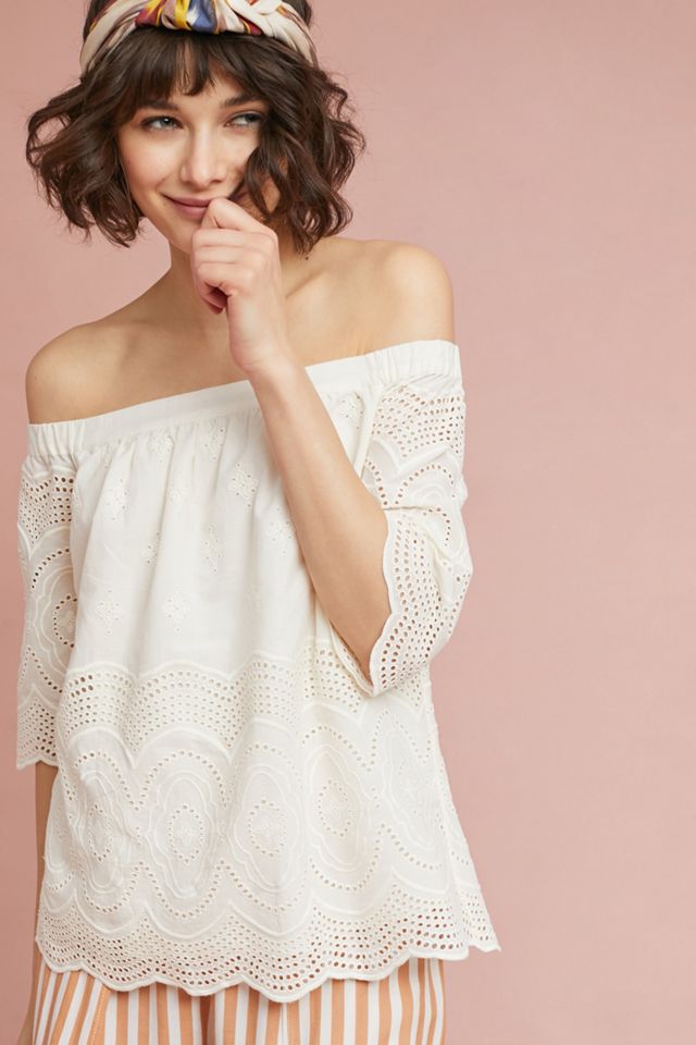 Off-The-Shoulder Eyelet Blouse #3