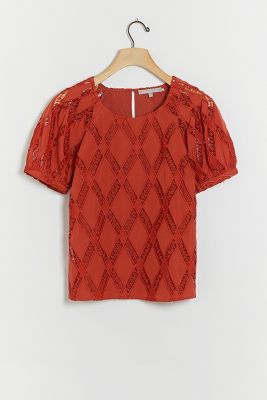 Daniel Rainn Anessa Lace Blouse In Orange