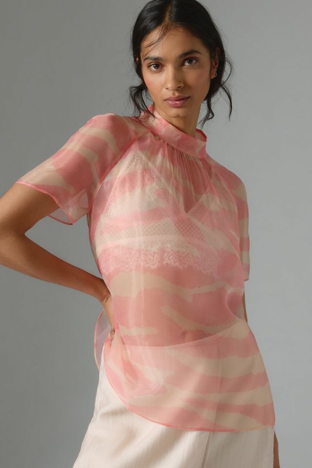 Daniel Rainn Mock-Neck Short-Sleeve Blouse #1