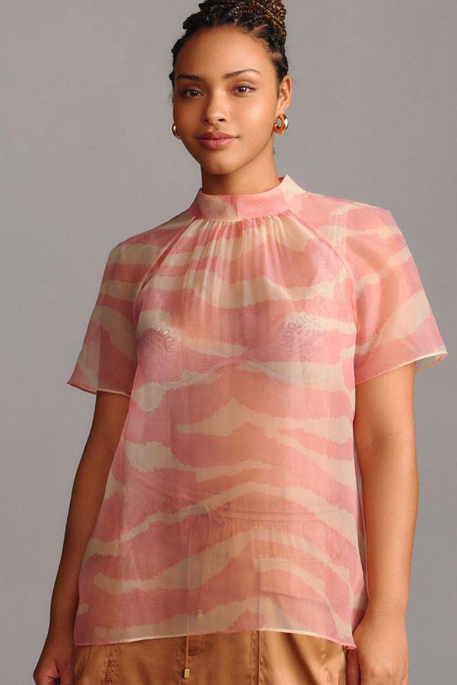 Daniel Rainn Mock-Neck Short-Sleeve Blouse #5