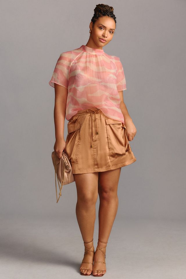Daniel Rainn Mock-Neck Short-Sleeve Blouse #7