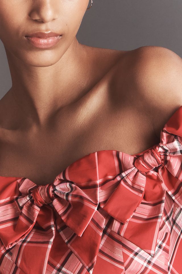 LoveShackFancy Winston Plaid Bow Top #1