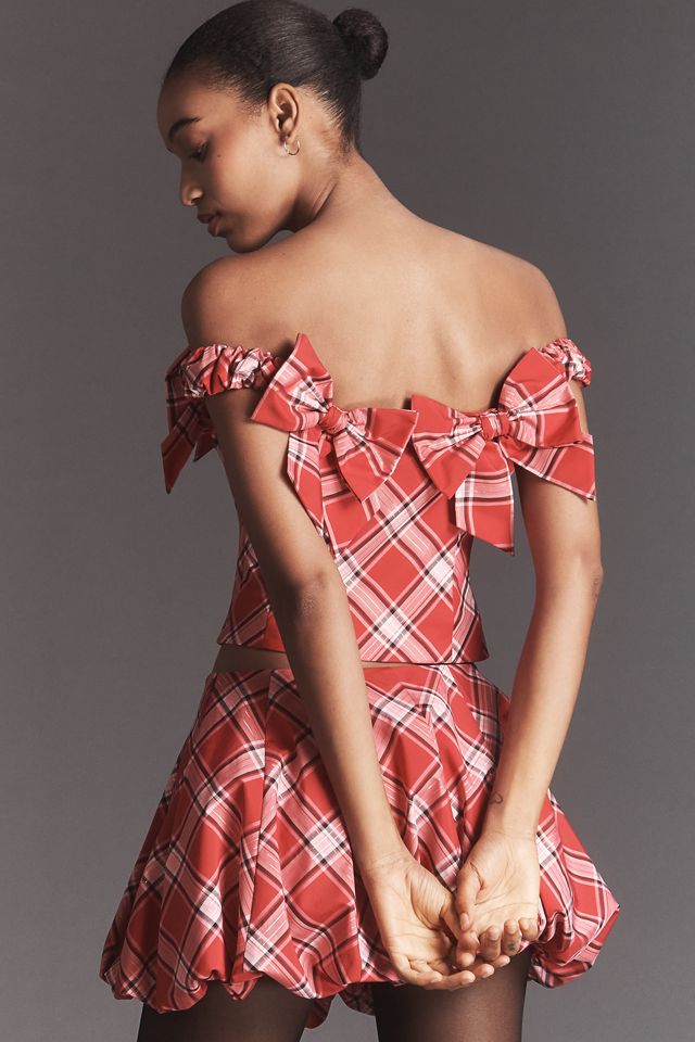 LoveShackFancy Winston Plaid Bow Top #2