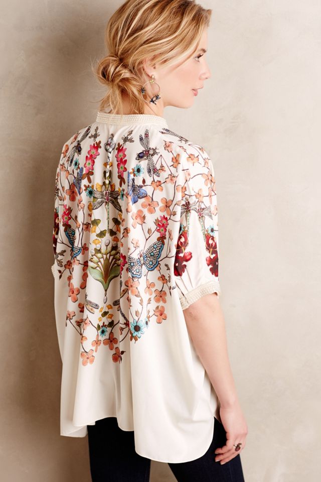 Pearled Flutter Kimono Blouse #1