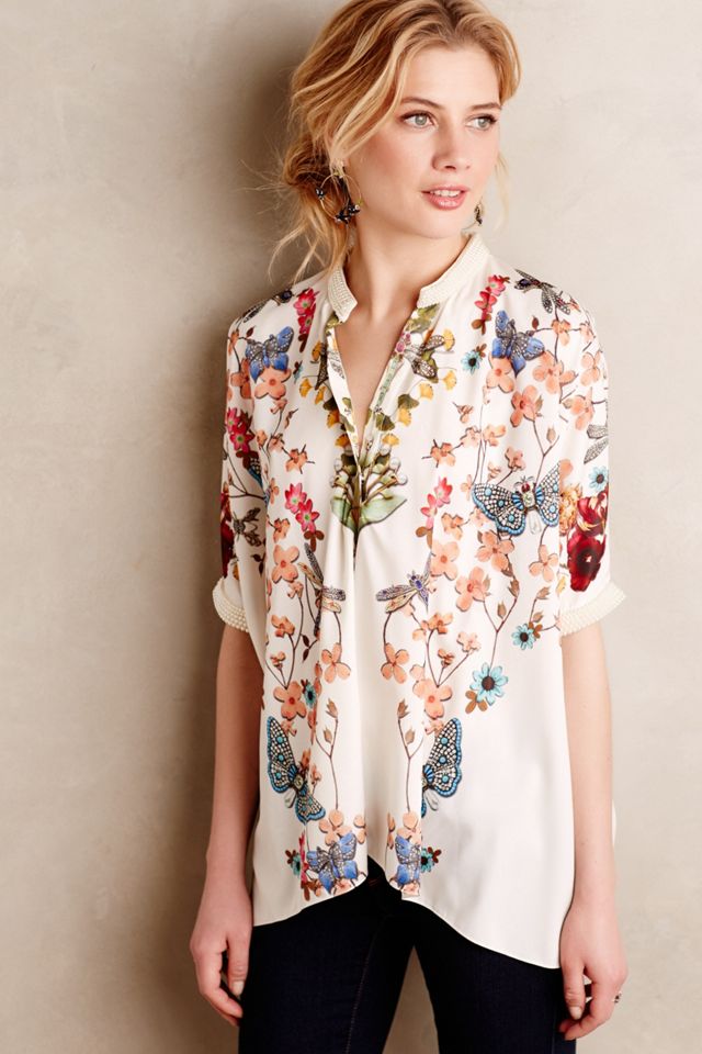 Pearled Flutter Kimono Blouse