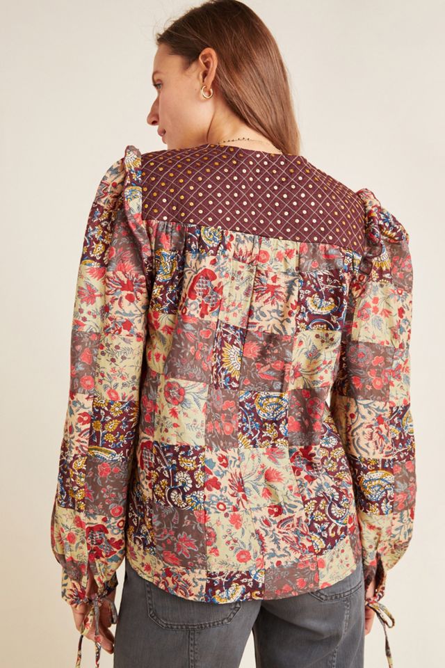 Patsie Embroidered Patchwork Blouse #1