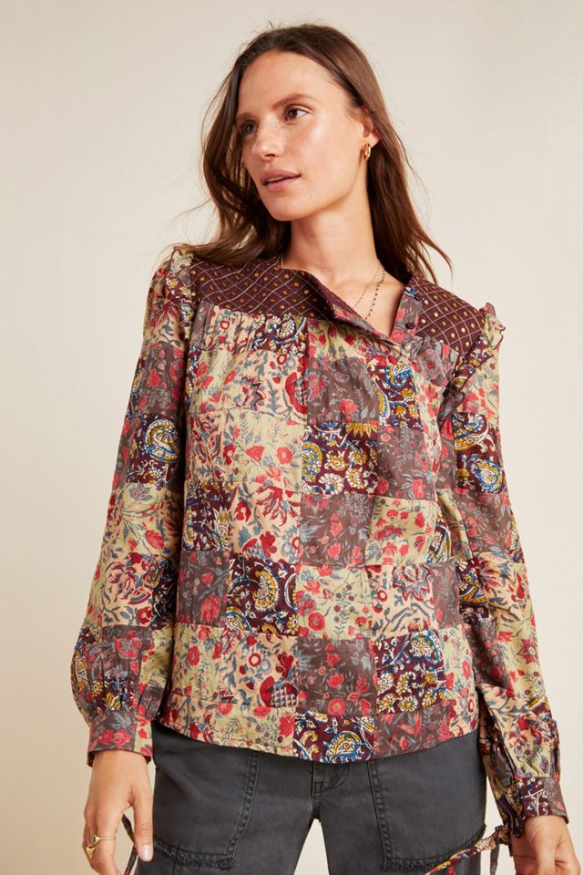 Patsie Embroidered Patchwork Blouse #3