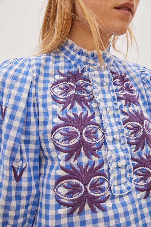 Patty Embroidered Gingham Buttondown #1