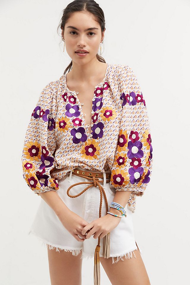 Embroidered Peasant Blouse