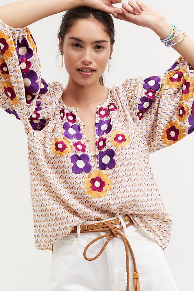 Embroidered Peasant Blouse