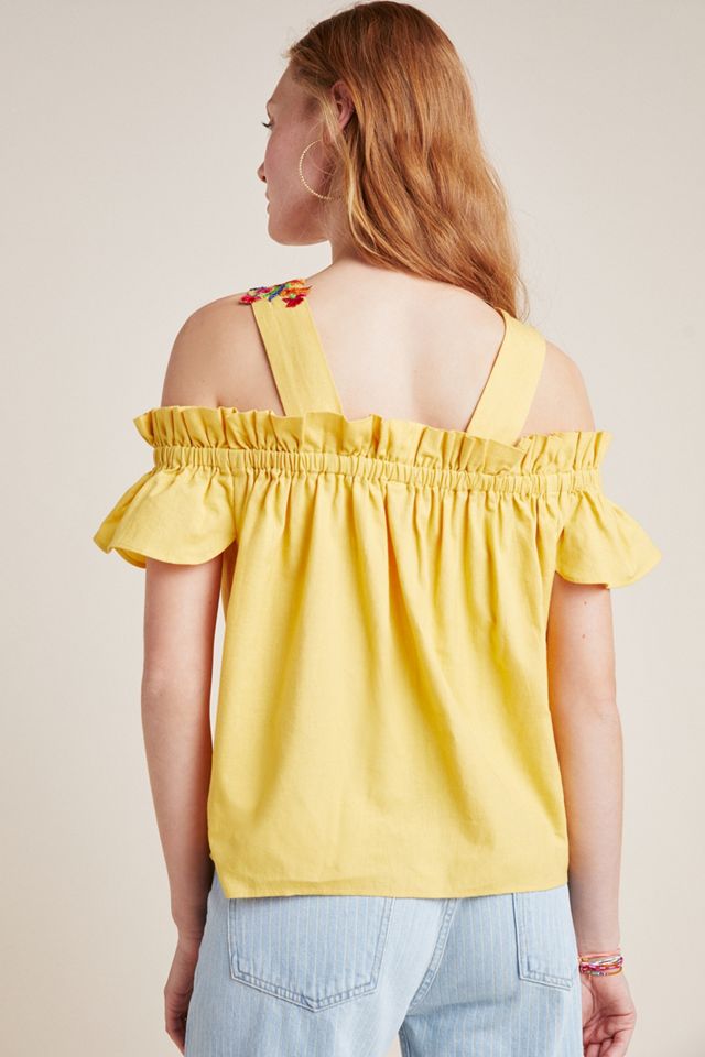 Selena Embroidered Open-Shoulder Blouse #1