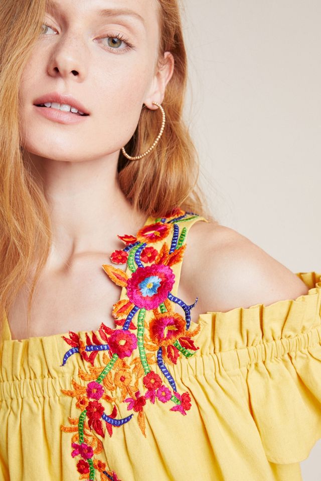 Selena Embroidered Open-Shoulder Blouse #2