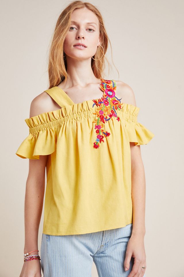 Selena Embroidered Open-Shoulder Blouse #3
