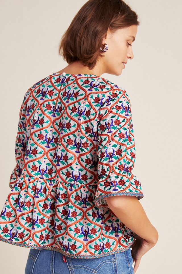 Birdie Embroidered Peplum Blouse #2