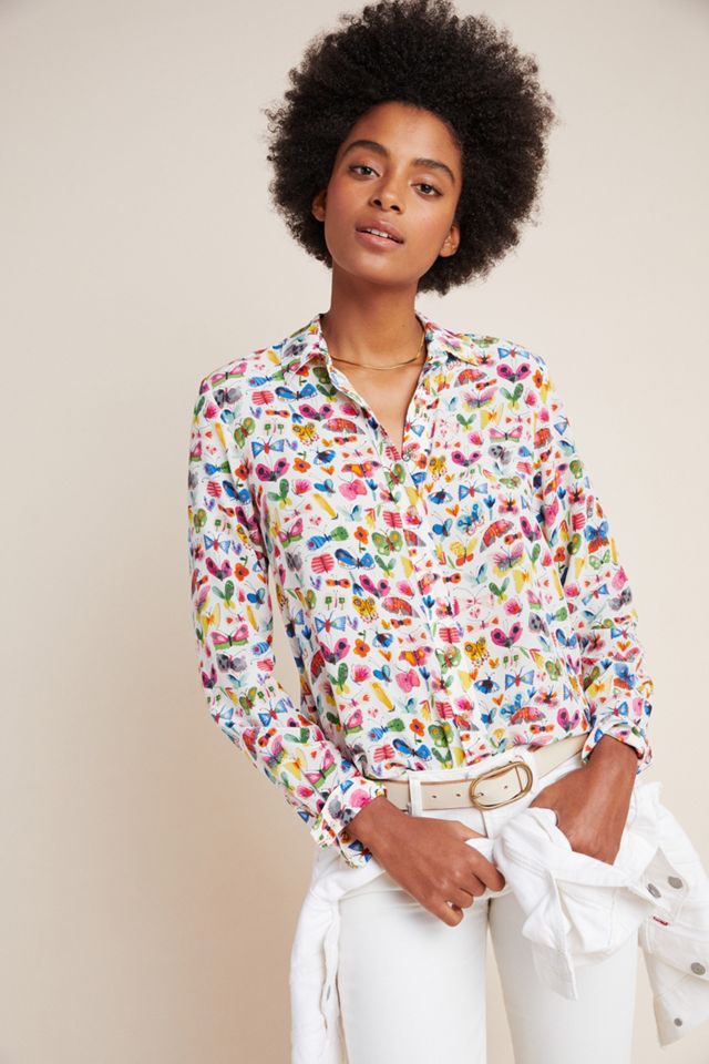 Carolyn Gavin Mariposa Silk Blouse | Anthropologie