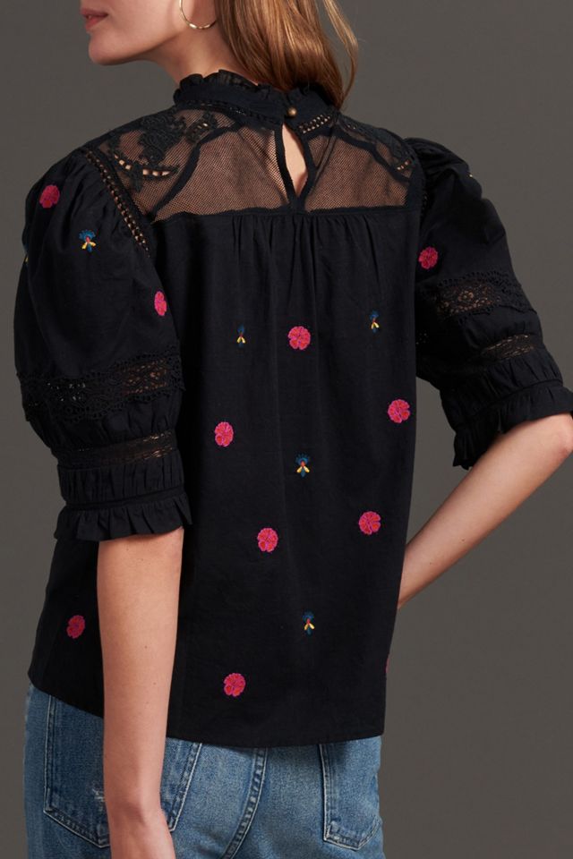 Maeve Alice Embroidered Lace Blouse | Anthropologie