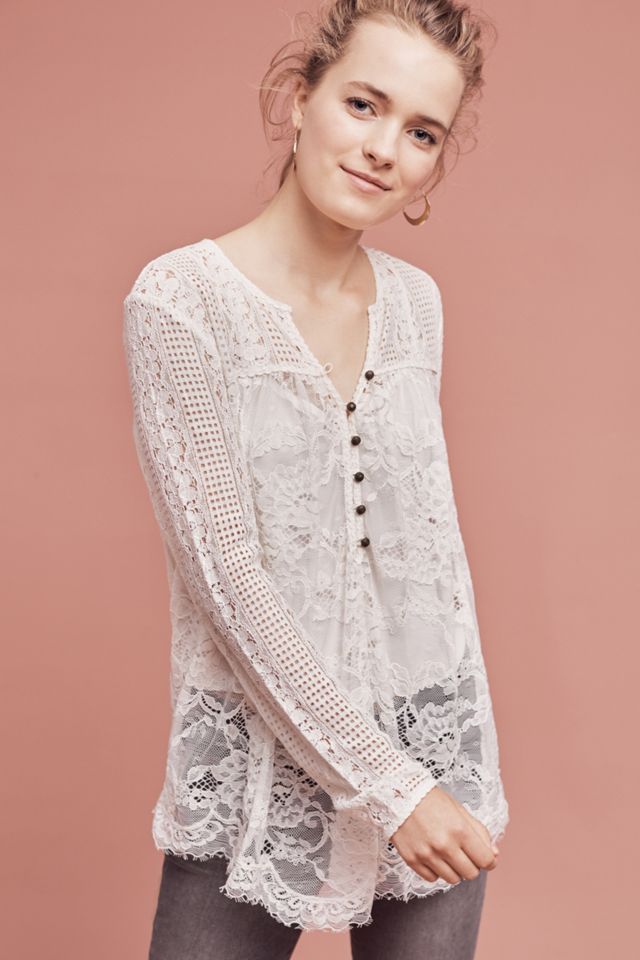 Scalloped Lace Henley #1
