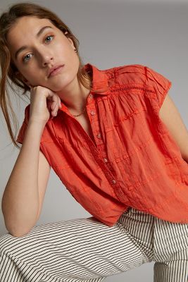 Deals Anthropologie Pilcro Serena Surf Buttondown Shirt L