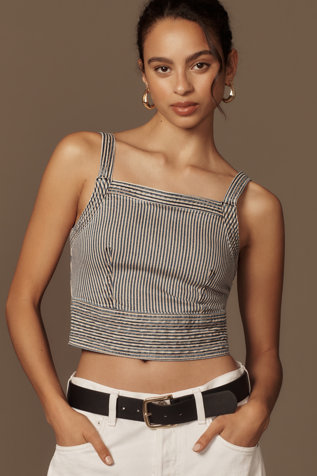 Pilcro Nika Embroidered Cropped Tank