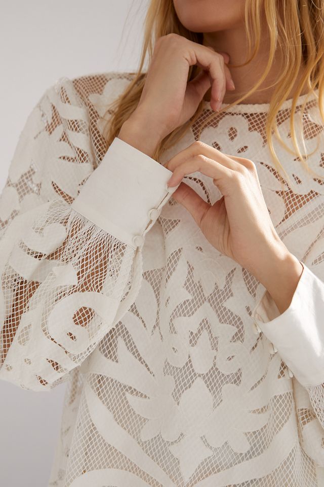By Anthropologie Lace Detail Blouse #5
