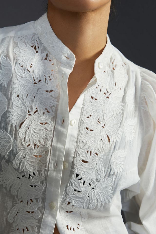 By Anthropologie Bella Cutwork Buttondown #1