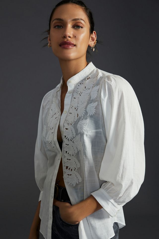 By Anthropologie Bella Cutwork Buttondown #2