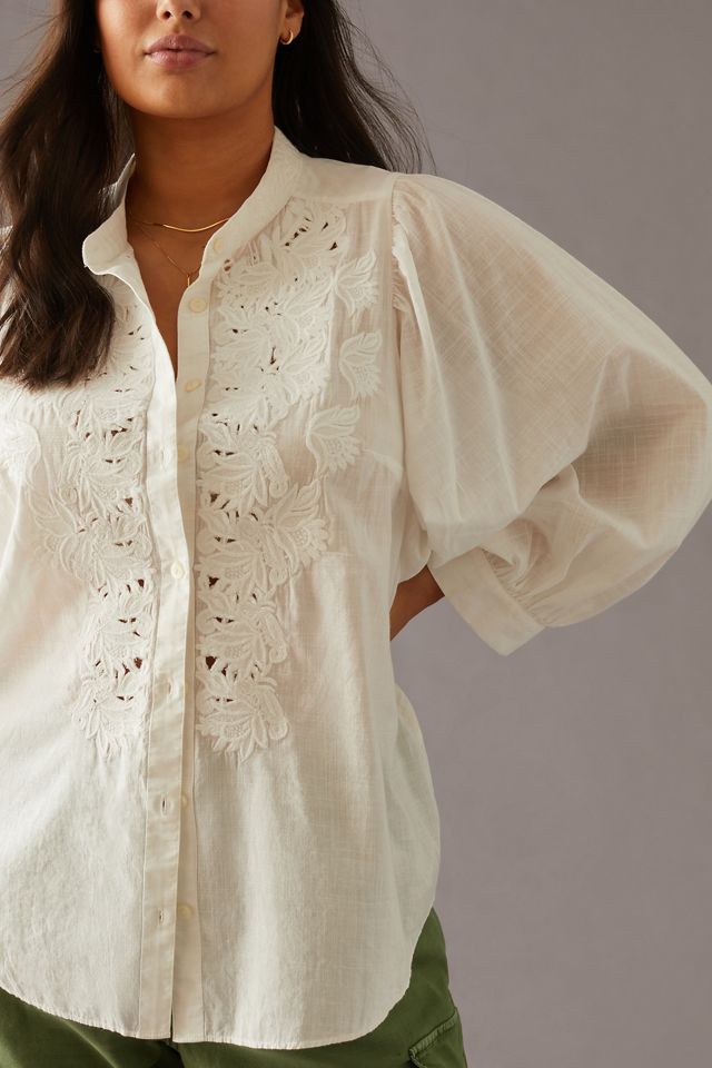 By Anthropologie Bella Cutwork Buttondown #5