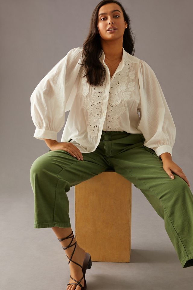 By Anthropologie Bella Cutwork Buttondown #7