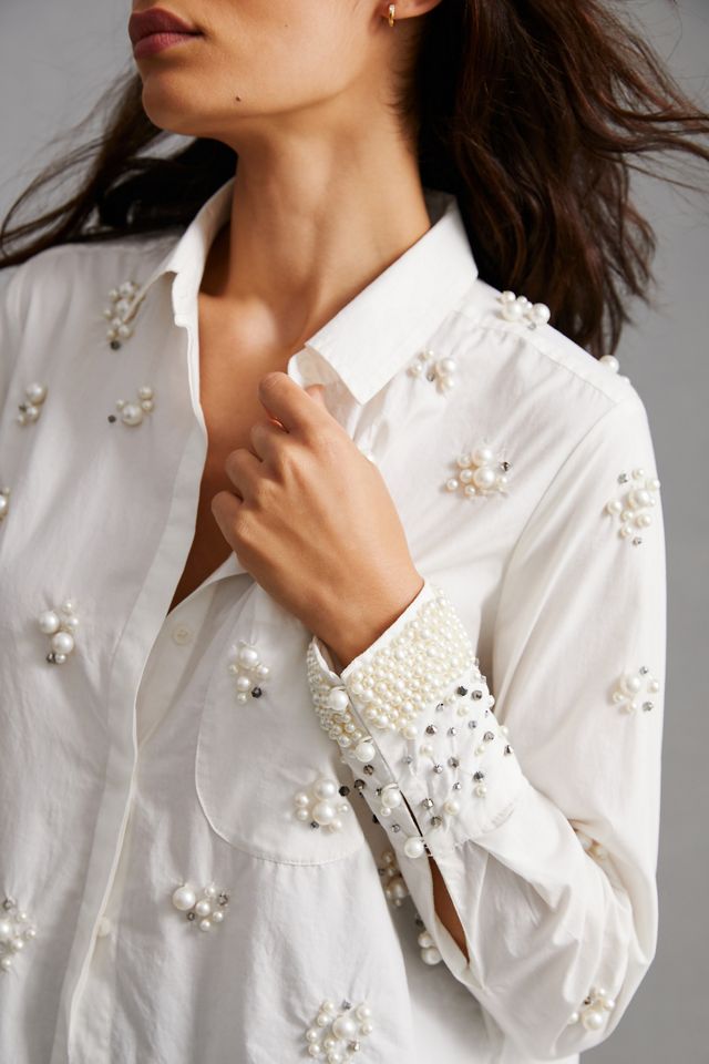 Maeve Pearl-Embellished Shirt #4
