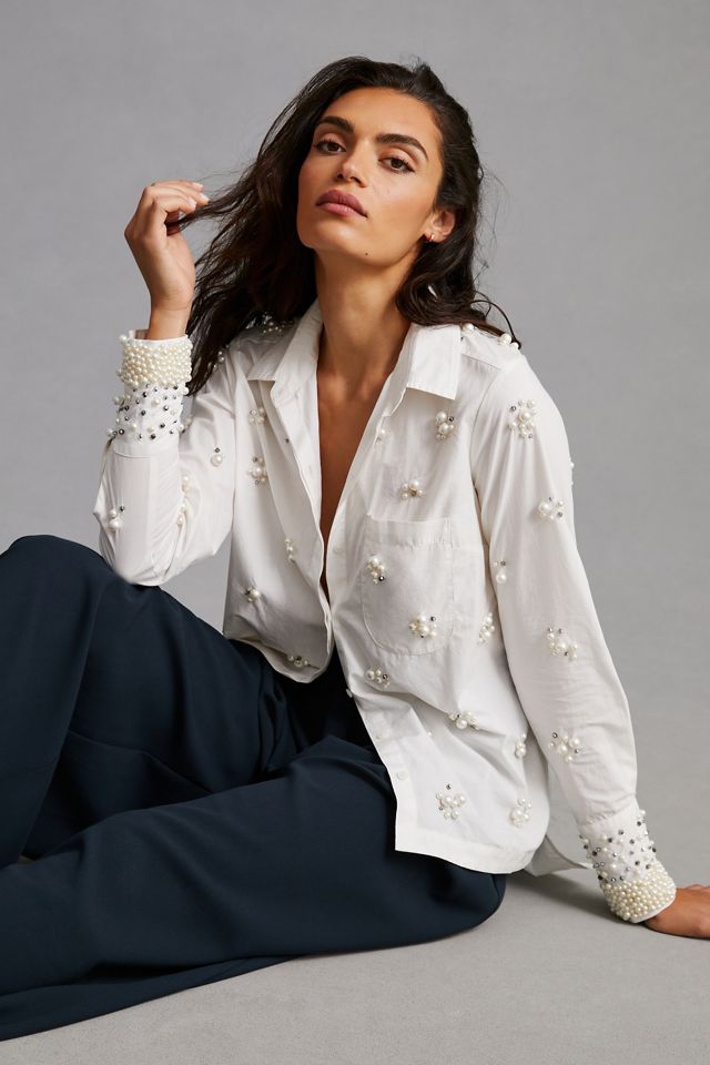 Maeve Pearl-Embellished Shirt #3