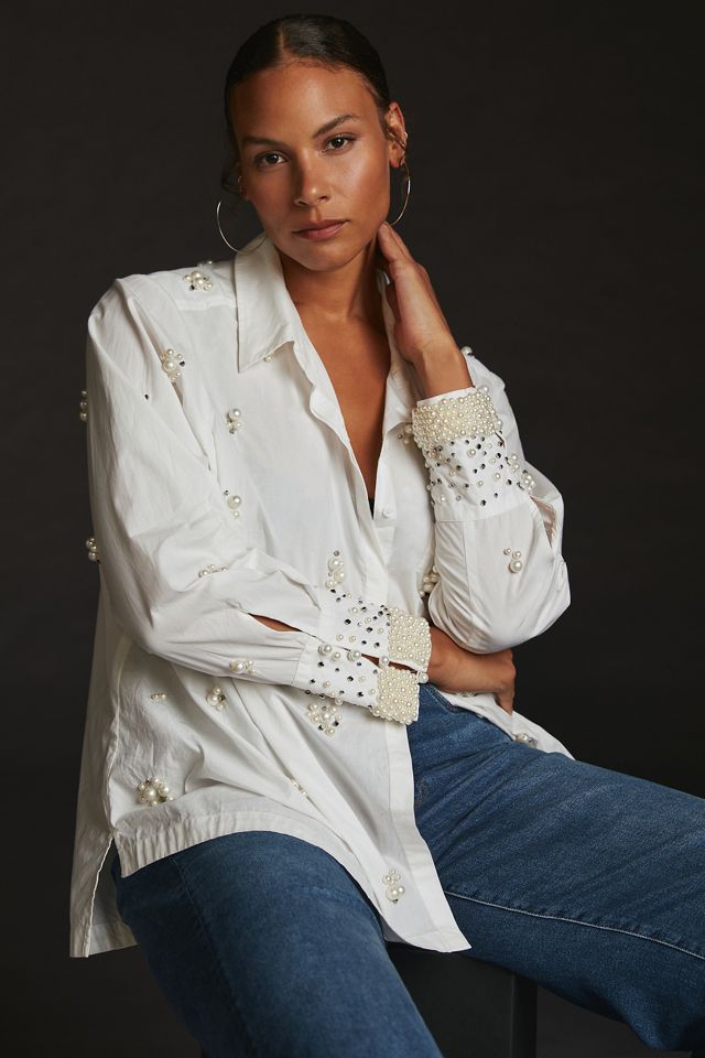 Maeve Pearl-Embellished Shirt