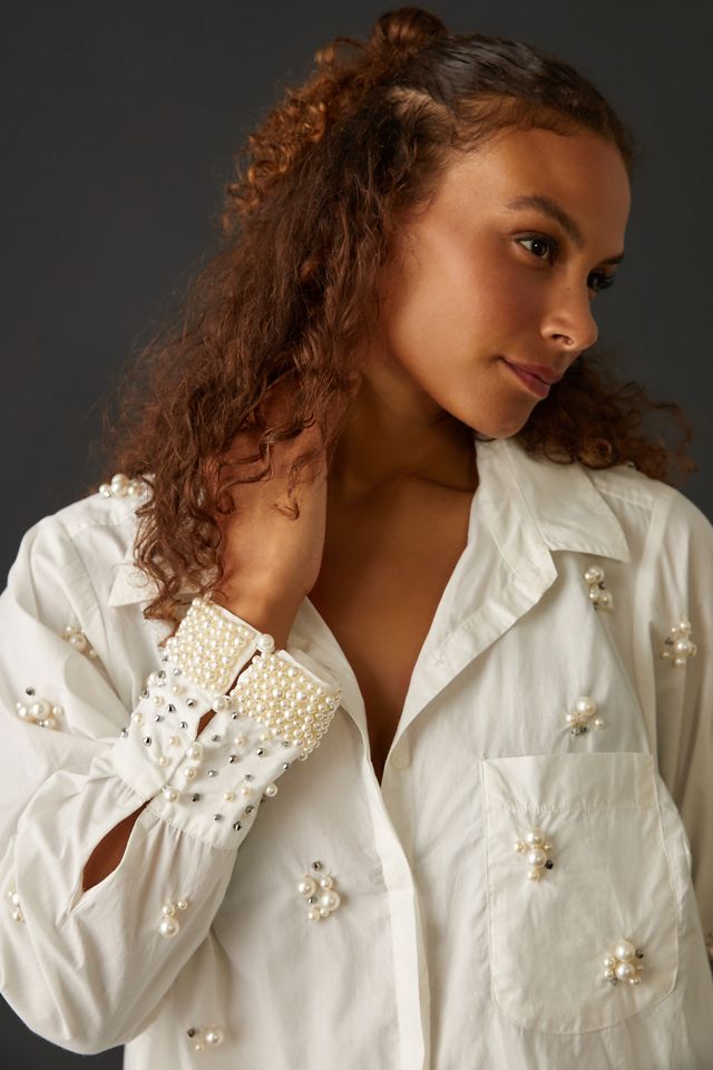Maeve Pearl-Embellished Shirt #9