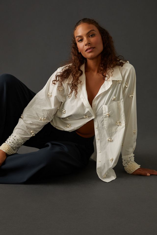 Maeve Pearl-Embellished Shirt #10