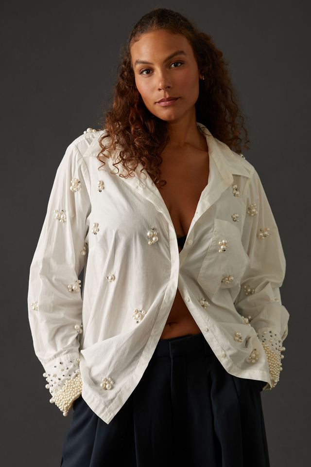 Maeve Pearl-Embellished Shirt #7