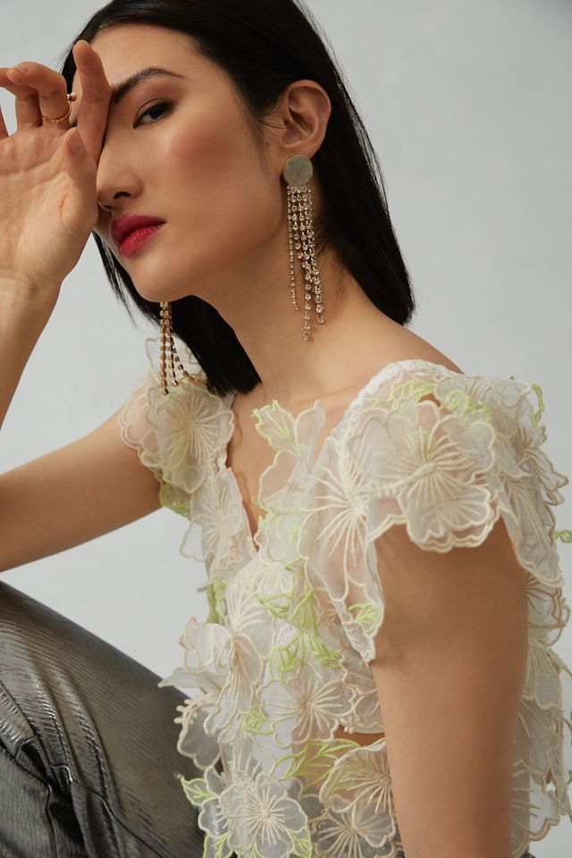 By Anthropologie Sheer Appliqué Top #2