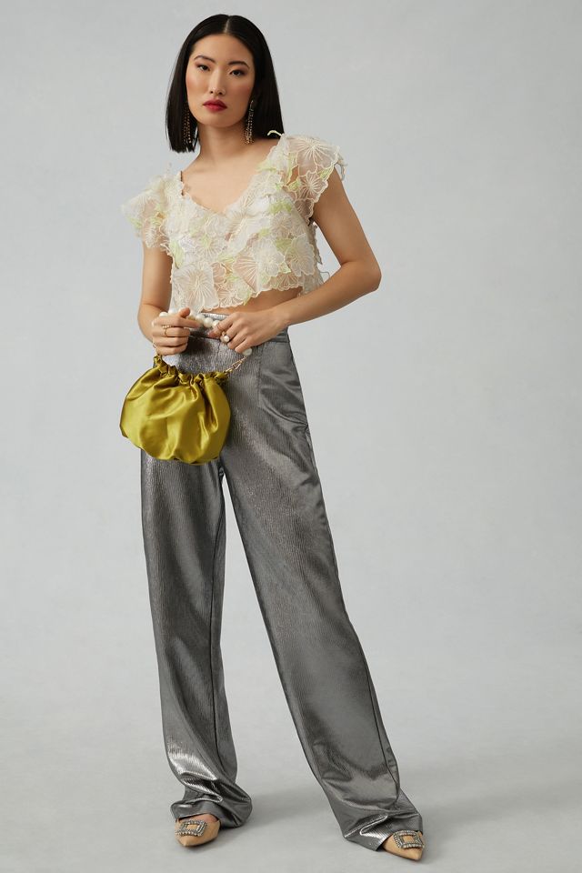 By Anthropologie Sheer Appliqué Top #3