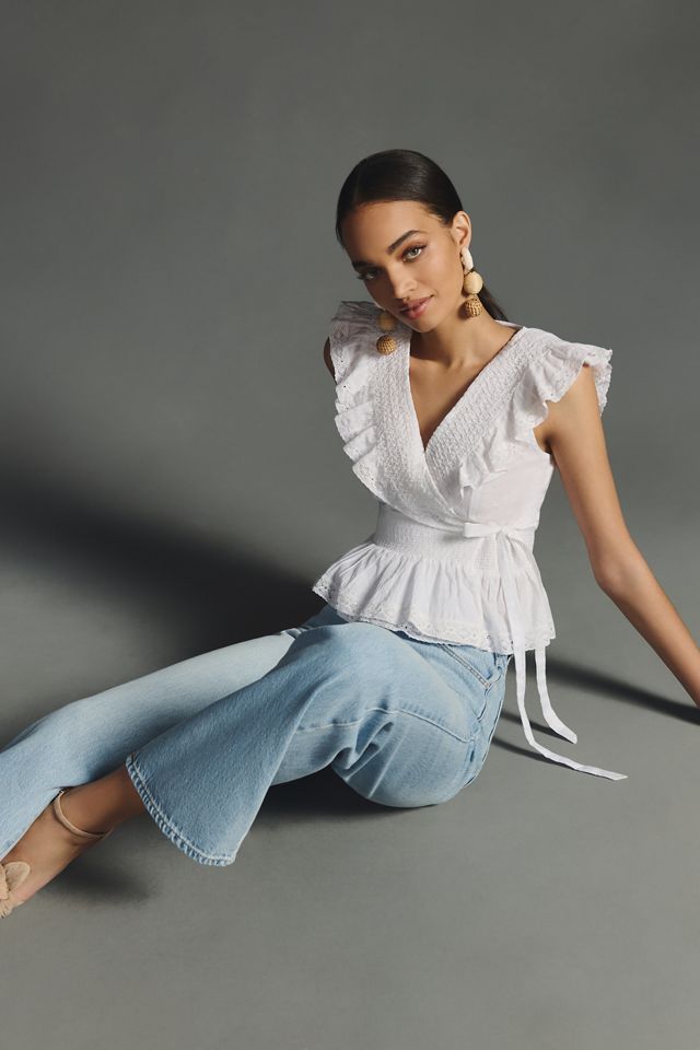 By Anthropologie Deep-V Ruffled Blouse #1