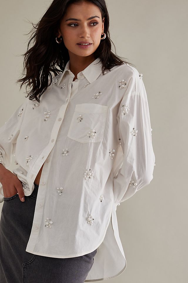 The Bennet Buttondown Shirt by Maeve: Pearl-Embellished Edition ...