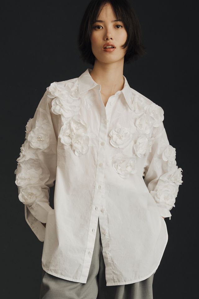 Bennet Buttondown Shirt by Maeve: Floral Appliqué Edition #3