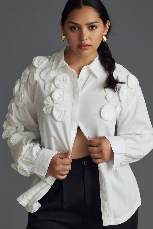 Bennet Buttondown Shirt by Maeve: Floral Appliqué Edition #7