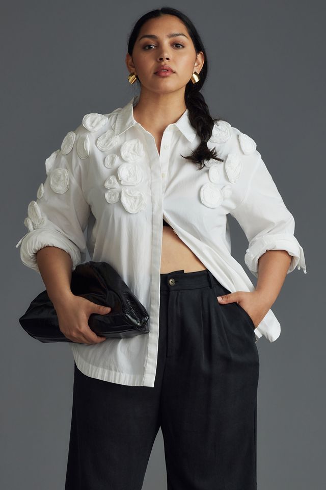 Bennet Buttondown Shirt by Maeve: Floral Appliqué Edition #4