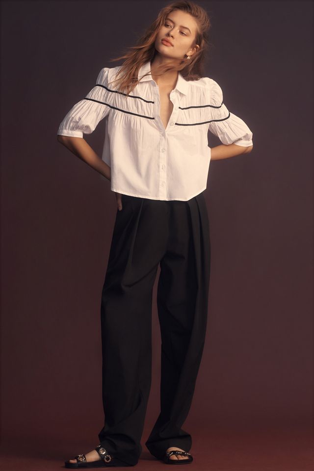 The Leandra Shirred Yoke Blouse by Maeve | Anthropologie