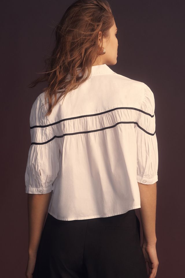 The Leandra Shirred Yoke Blouse by Maeve | Anthropologie