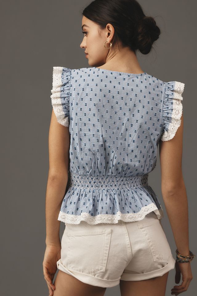 Maeve Ruffle-Sleeve Wrap Blouse #1