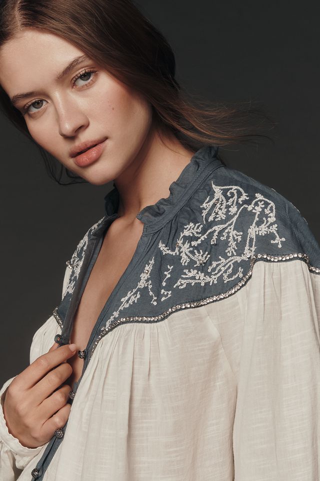 Pilcro Puff-Sleeve Buttondown Blouse #3