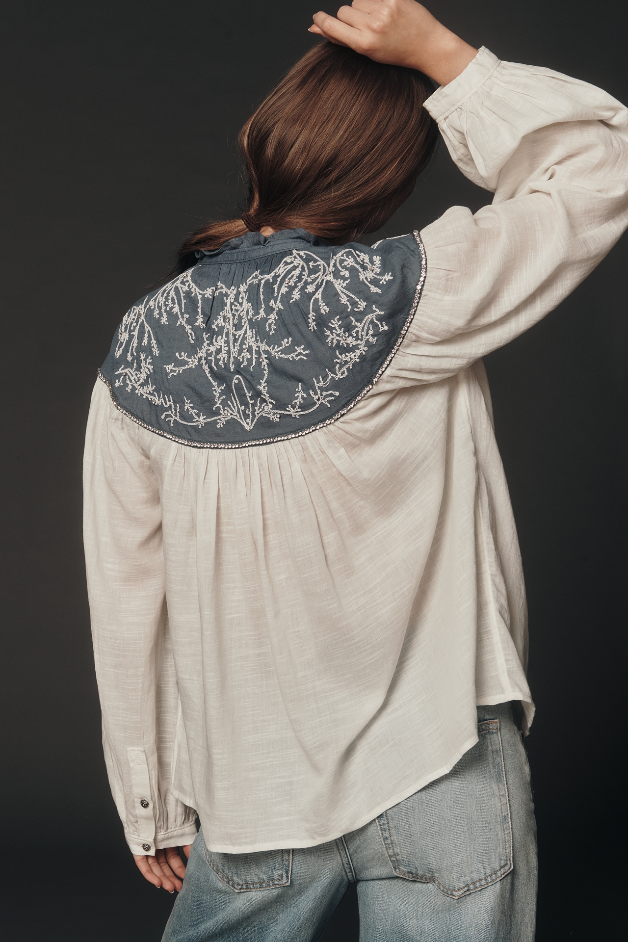 Pilcro Puff-Sleeve Buttondown Blouse